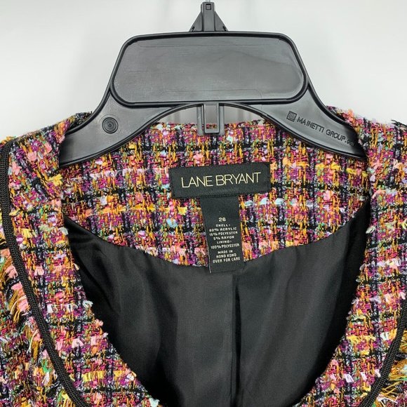 Lane Bryant Coat Tweed Plaid Tie Front Lined Jacket - Picture 3 of 12